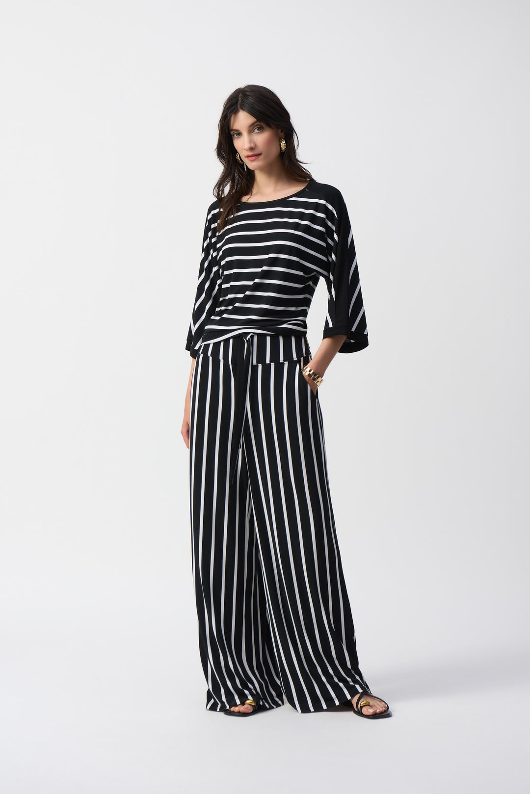 Joseph Ribkoff Stripe Silky Knit Wide Pants