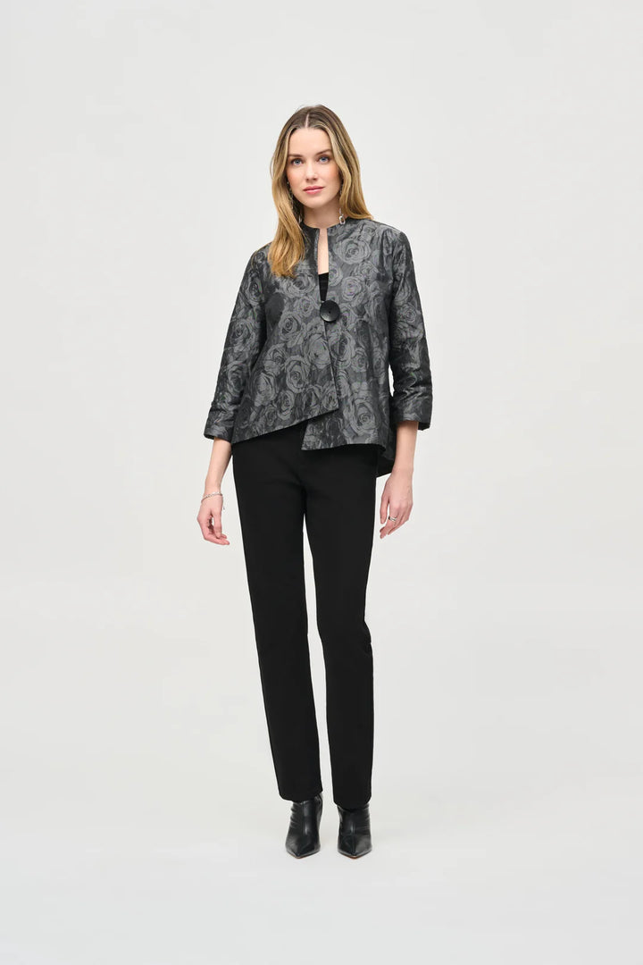 Joseph Ribkoff Black/Grey Floral Print Swing Jacket