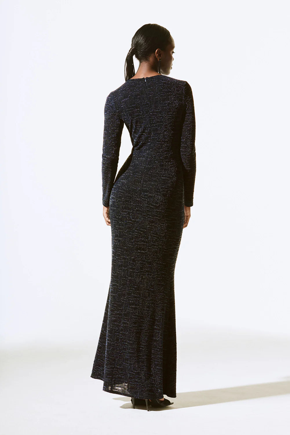 Joseph Ribkoff Metallic Knit Trumpet Gown