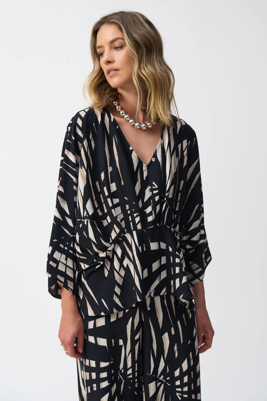 Joseph Ribkoff Tropical Print Peplum Top