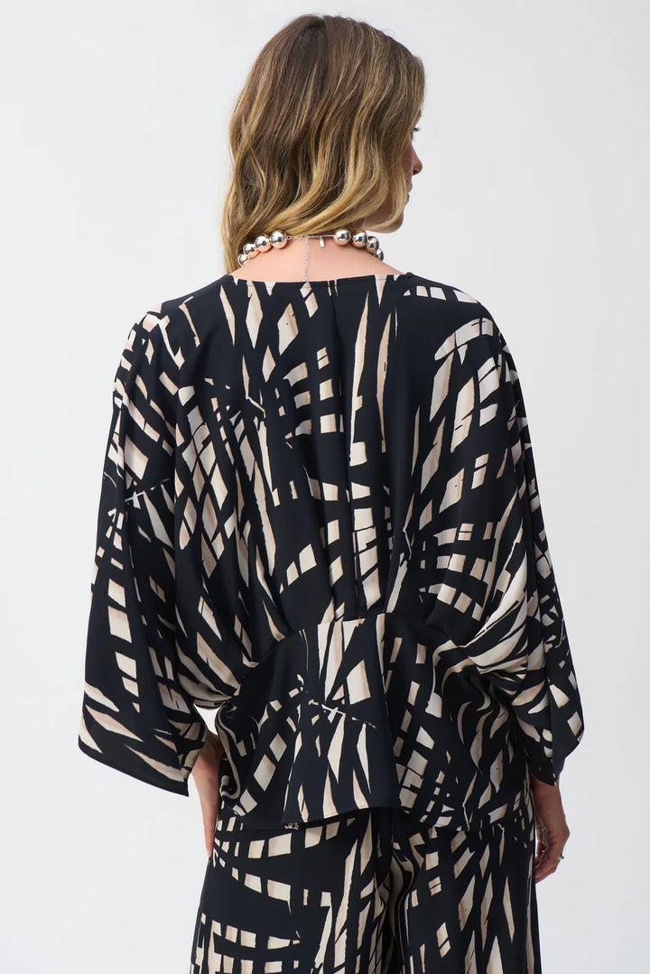 Joseph Ribkoff Tropical Print Peplum Top