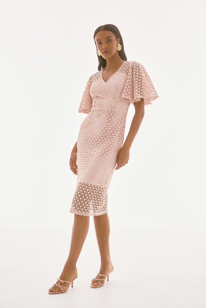 Joseph Ribkoff Frill Sleeve Lace Dress