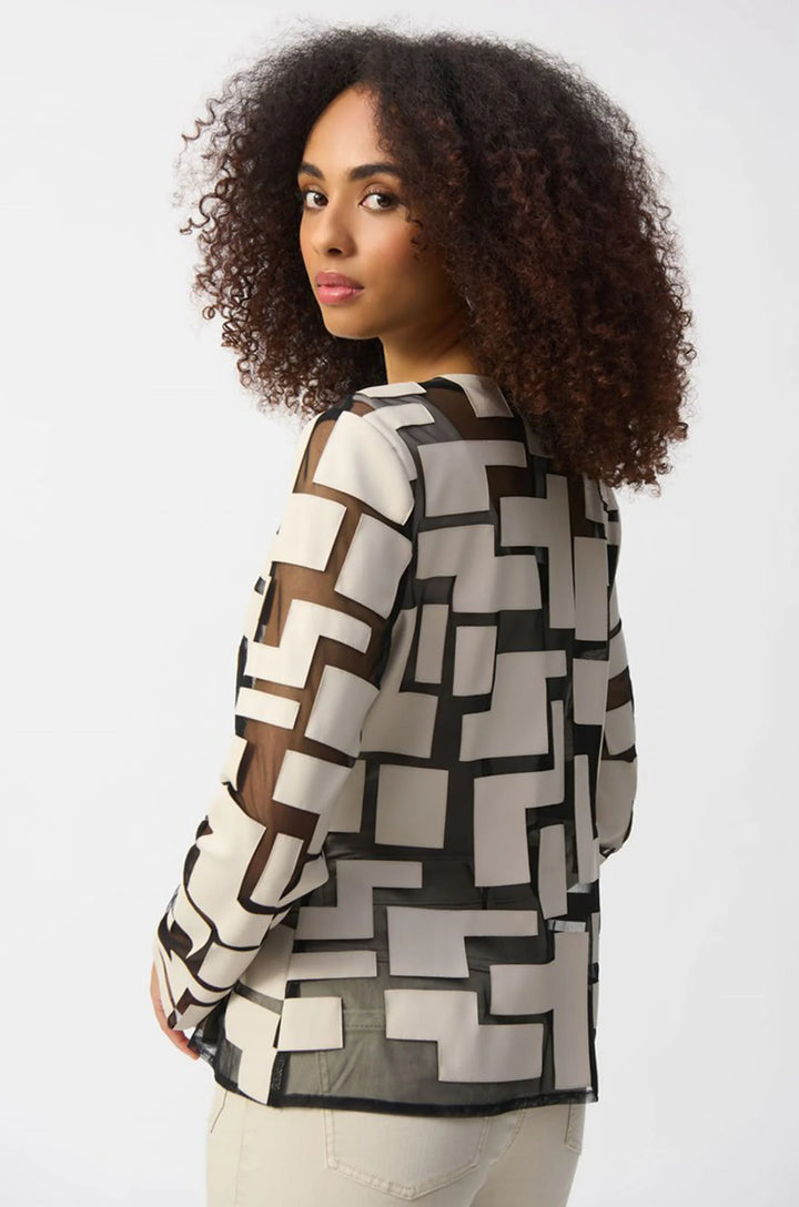 Joseph Ribkoff Geometric Zipper Jacket