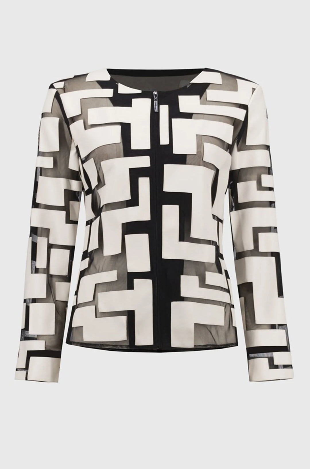 Joseph Ribkoff Geometric Zipper Jacket