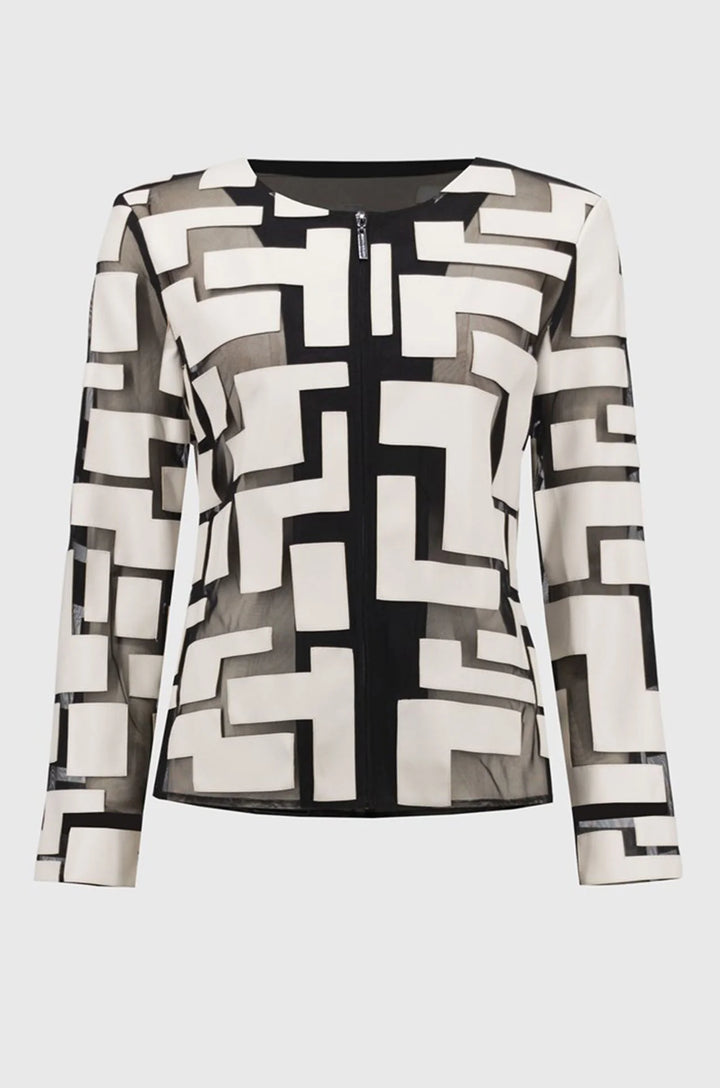 Joseph Ribkoff Geometric Zipper Jacket