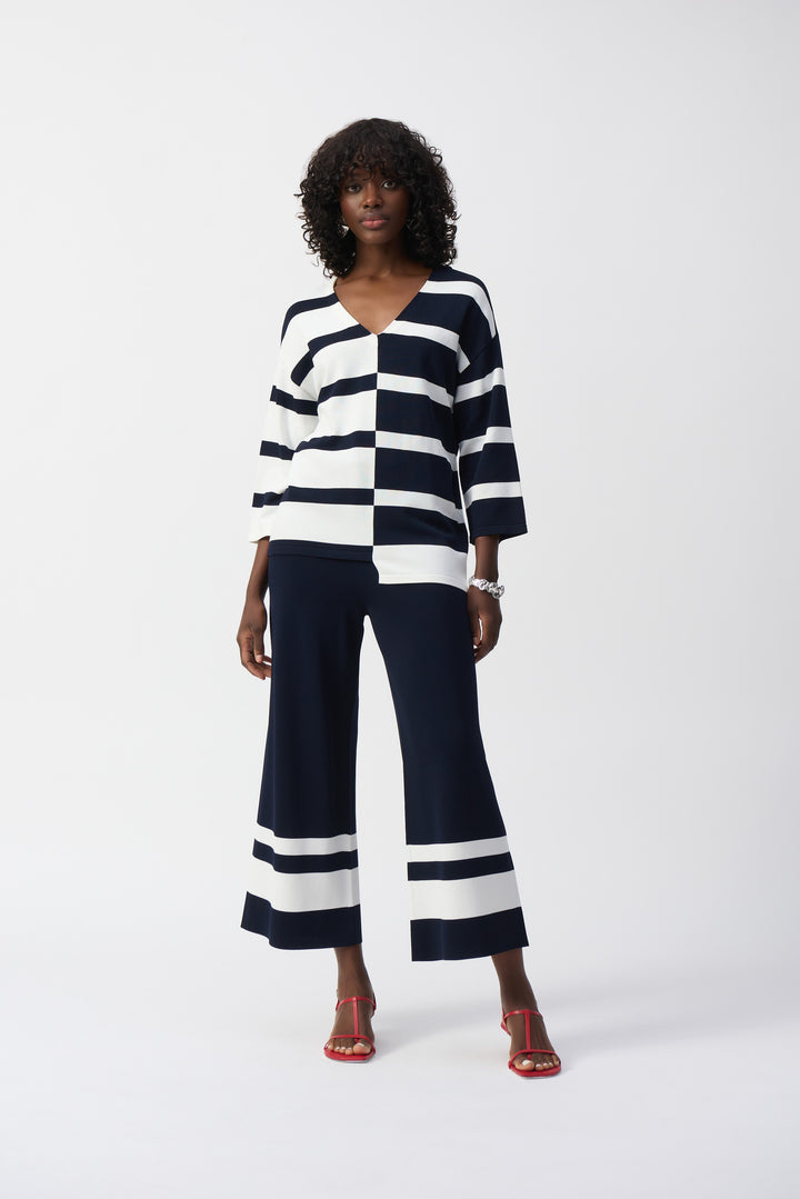 Joseph Ribkoff Placement Stripe Sweater Knit Culotte