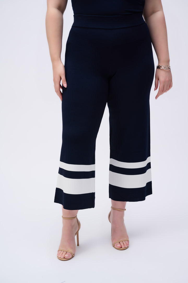 Joseph Ribkoff Placement Stripe Sweater Knit Culotte