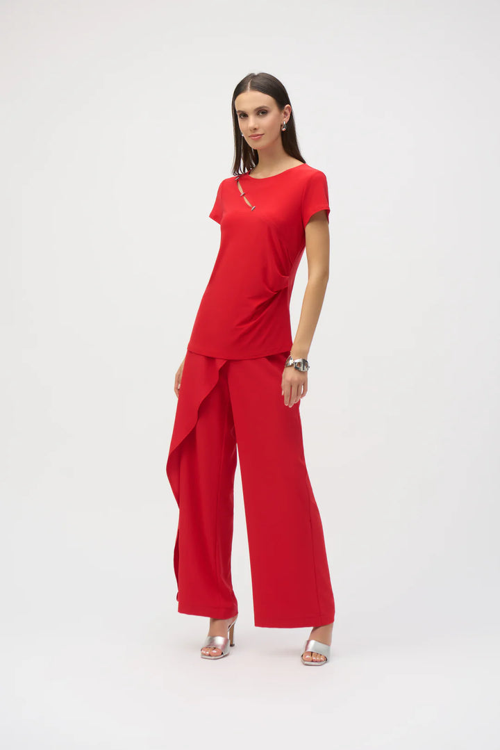 Joseph Ribkoff Radiant Red Silky Knit Fitted Top