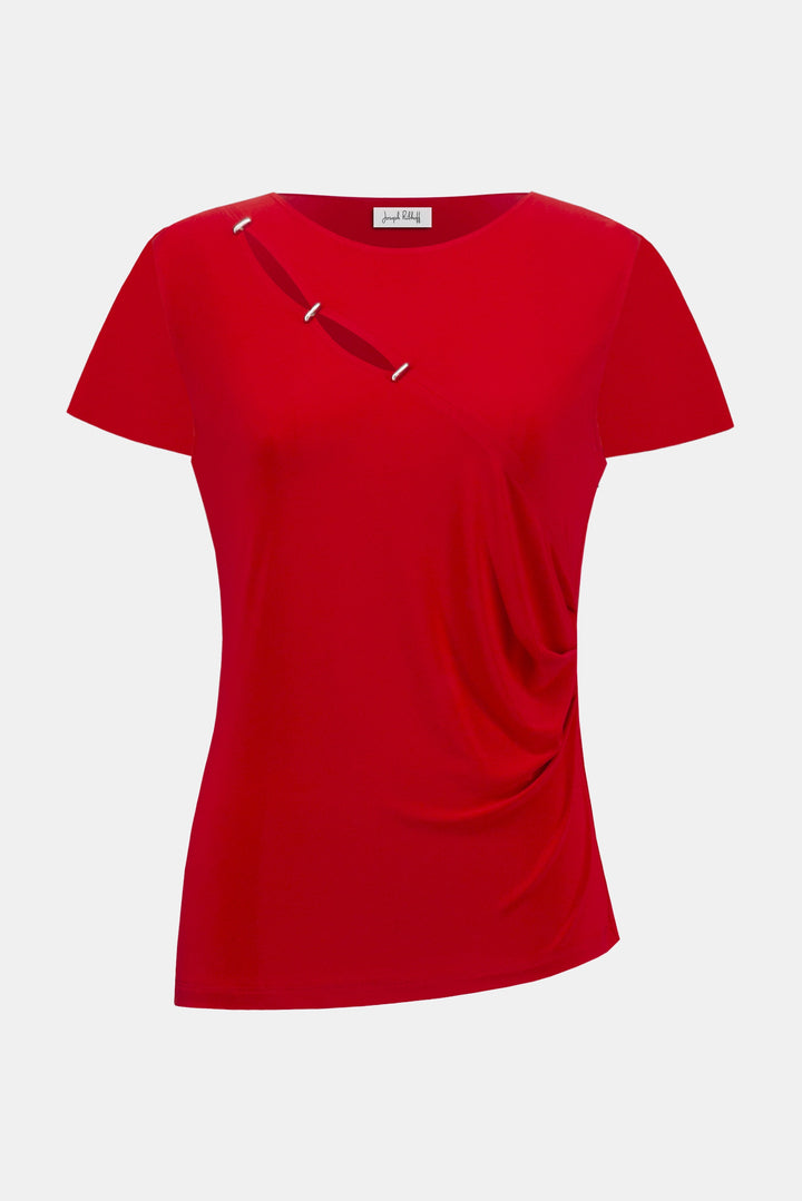 Joseph Ribkoff Radiant Red Silky Knit Fitted Top