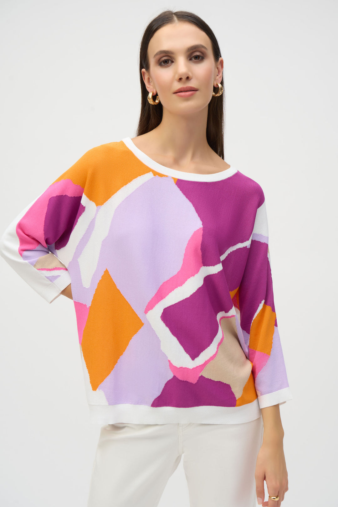 Sweater Knit Abstract Print Pullover