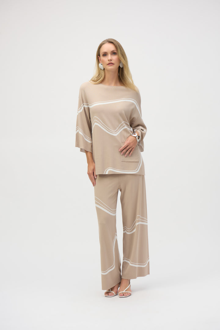 Joseph Ribkoff Abstract Jacquard Sweater Knit Culotte Pants