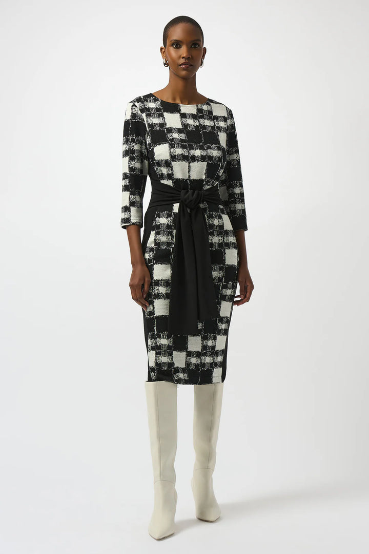 Joseph Ribkoff Jacquard Sweater Plaid Sheath Dress