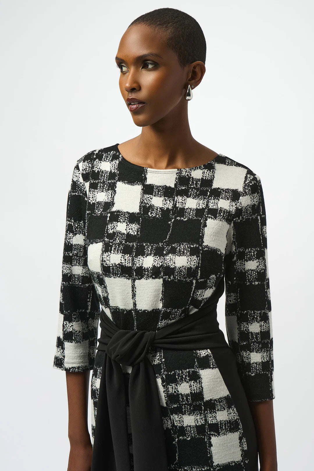 Joseph Ribkoff Jacquard Sweater Plaid Sheath Dress