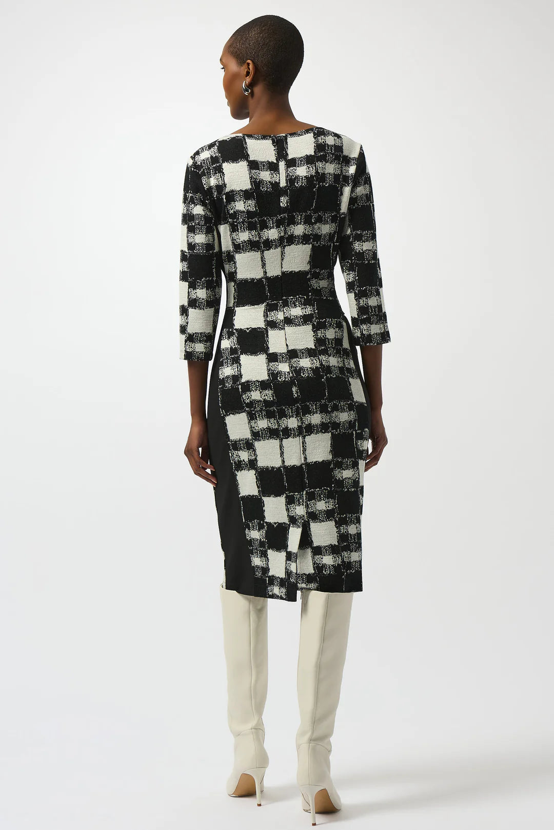 Joseph Ribkoff Jacquard Sweater Plaid Sheath Dress