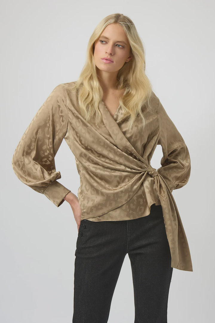 Joseph Ribkoff Leopard V-neck Wrap Top