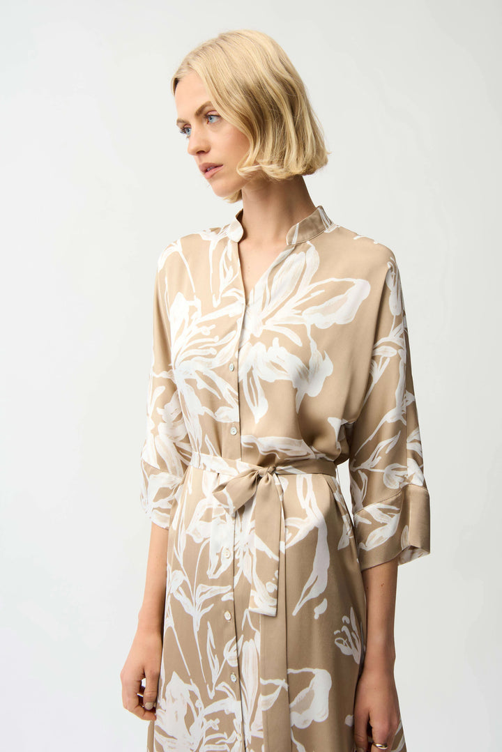 Joseph Ribkoff Floral Print Trapeze Shirt Dress