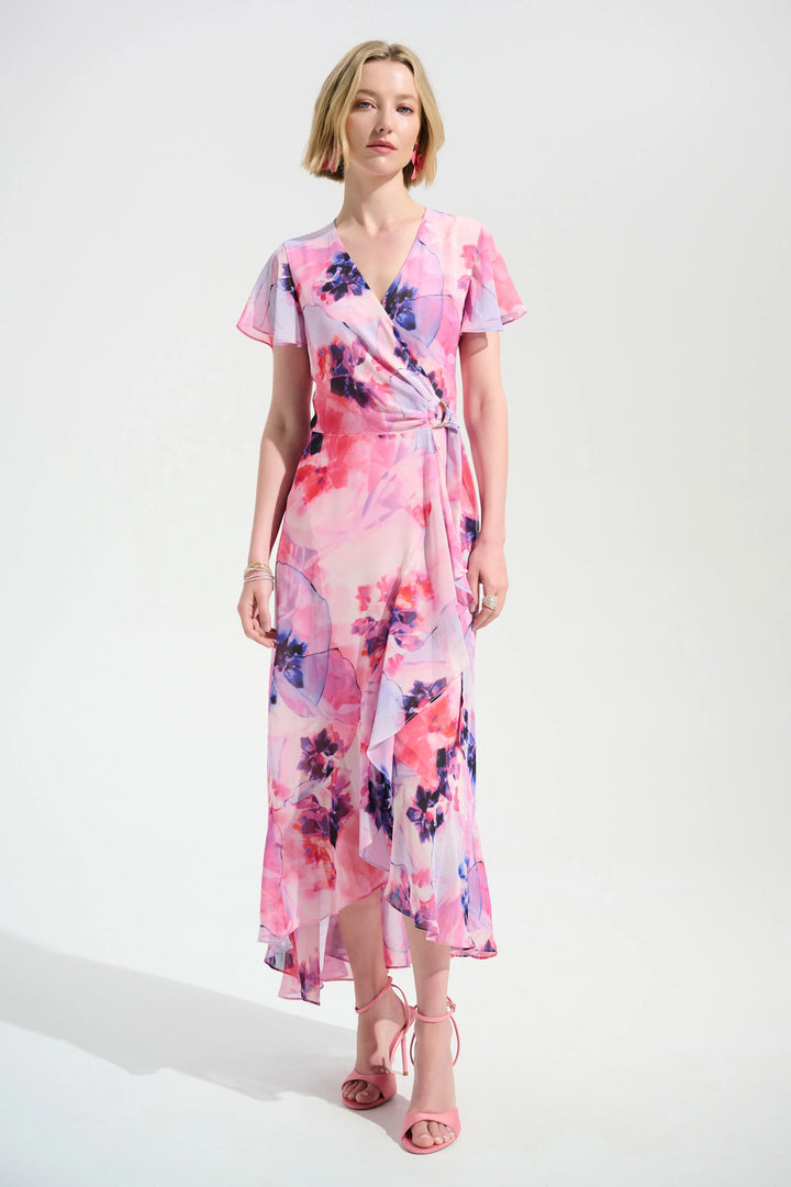Joseph Ribkoff Print Wrap Dress With Ruffle Detail