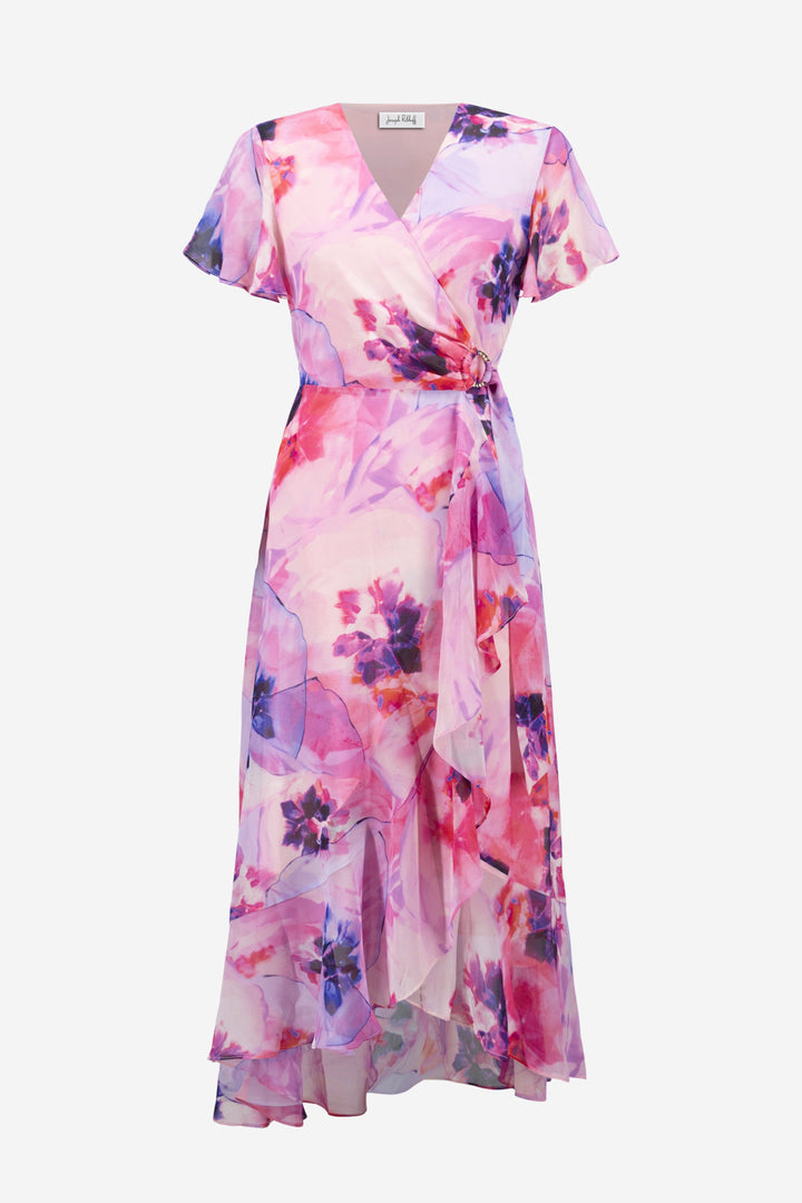 Joseph Ribkoff Print Wrap Dress With Ruffle Detail