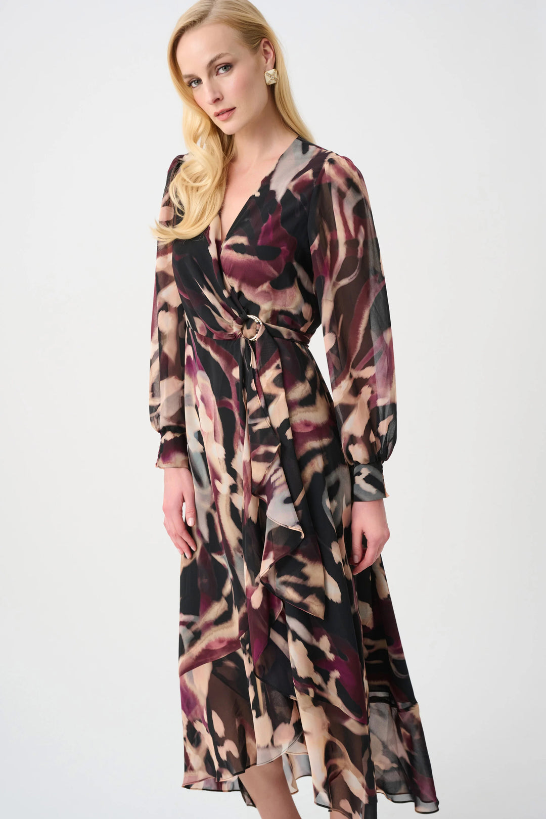 Joseph Ribkoff Chiffon Wrap Dress