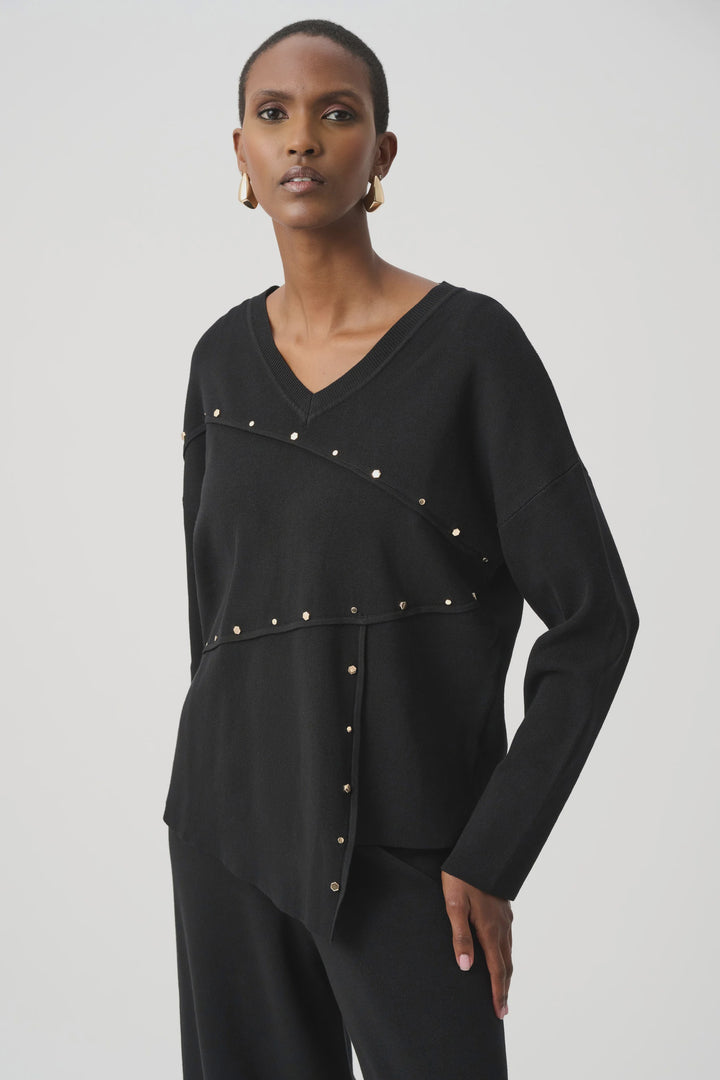 Joseph Ribkoff Asymmetric Sweater with Stud Detail