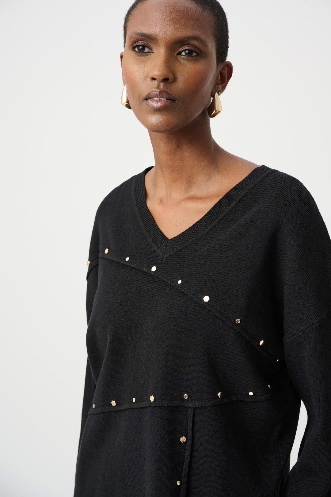Joseph Ribkoff Asymmetric Sweater with Stud Detail