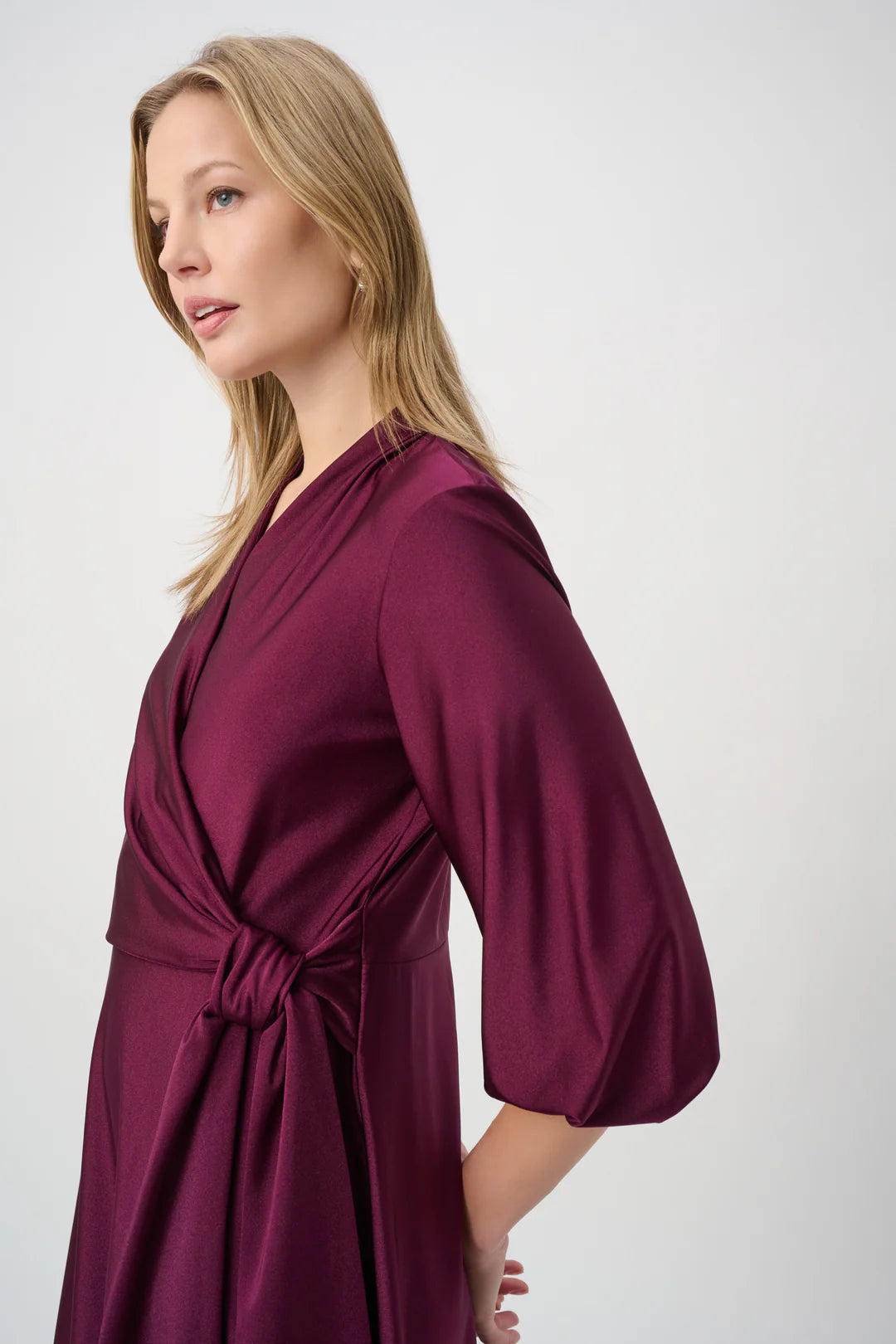 Joseph Ribkoff Knit Satin Flowy Wrap Dress