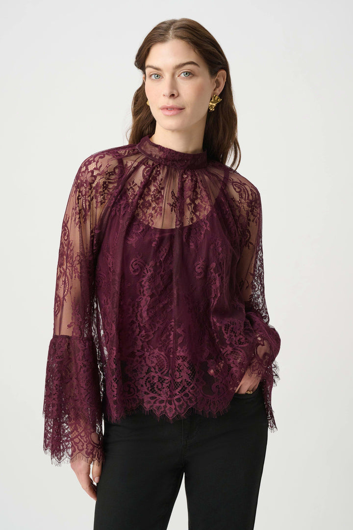 Joseph Ribkoff Scalloped Lace Trapeze Top