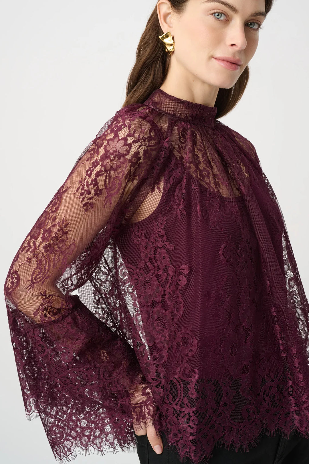 Joseph Ribkoff Scalloped Lace Trapeze Top