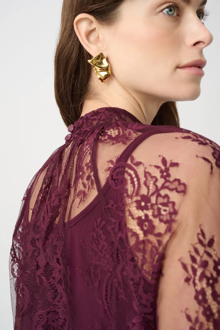 Joseph Ribkoff Scalloped Lace Trapeze Top
