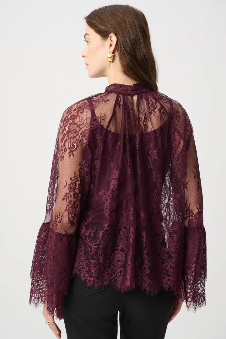 Joseph Ribkoff Scalloped Lace Trapeze Top