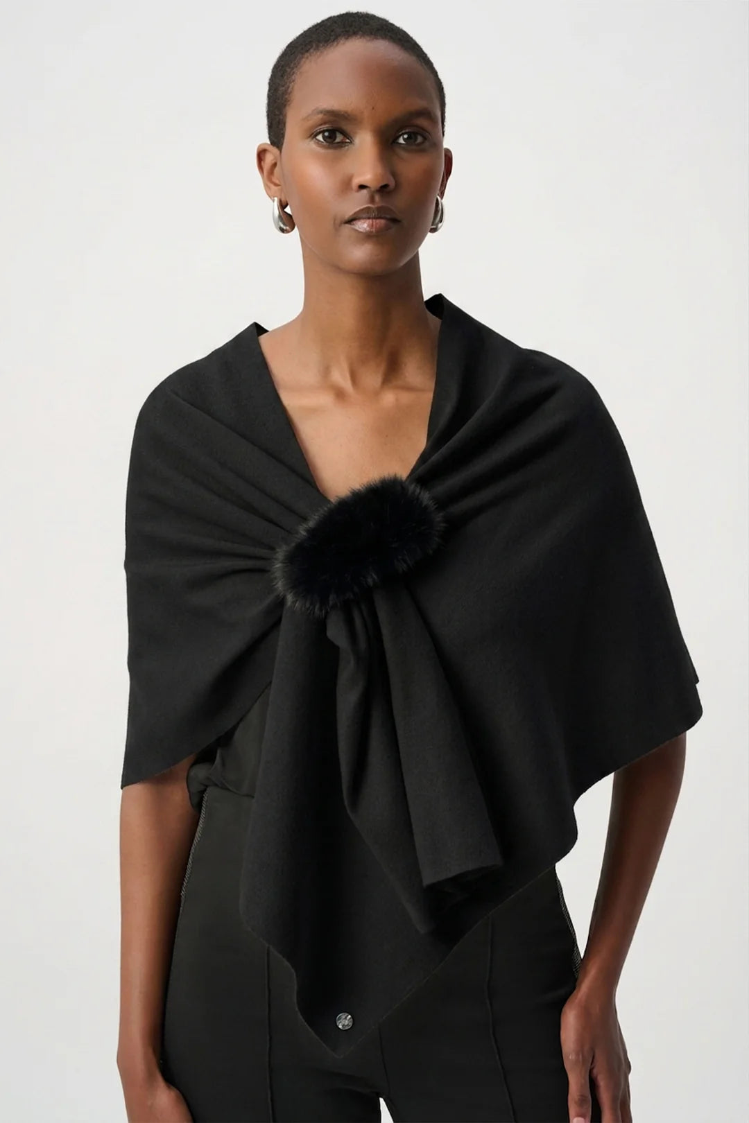 Joseph Ribkoff Faux Fur Draped Cover Up