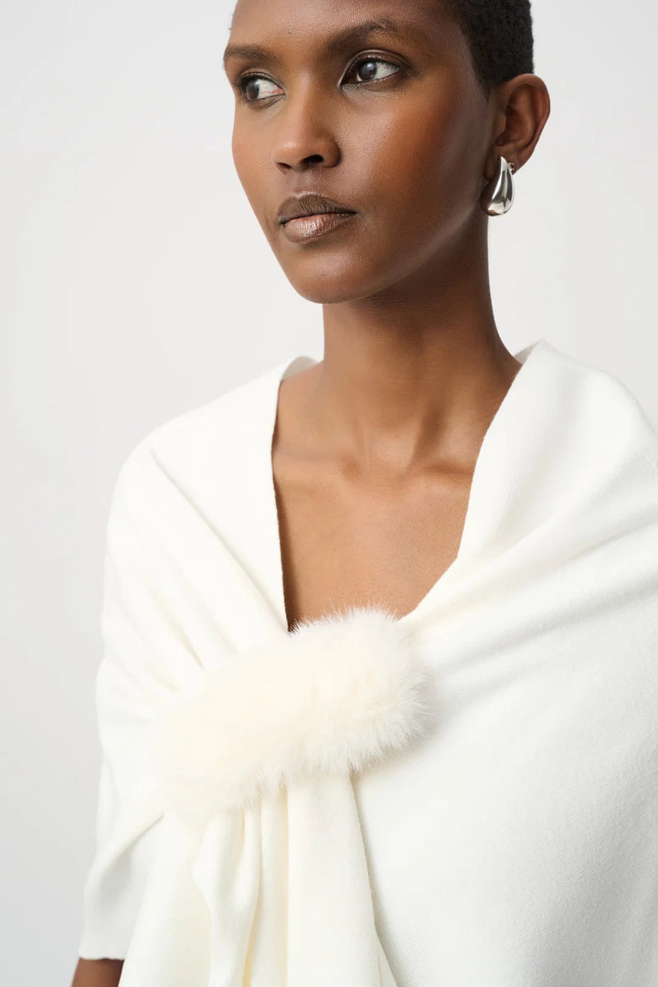 Joseph Ribkoff Faux Fur Draped Cover Up