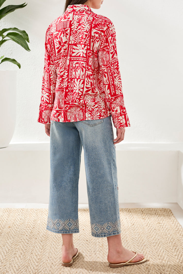 Tribal Tie Front Blouse