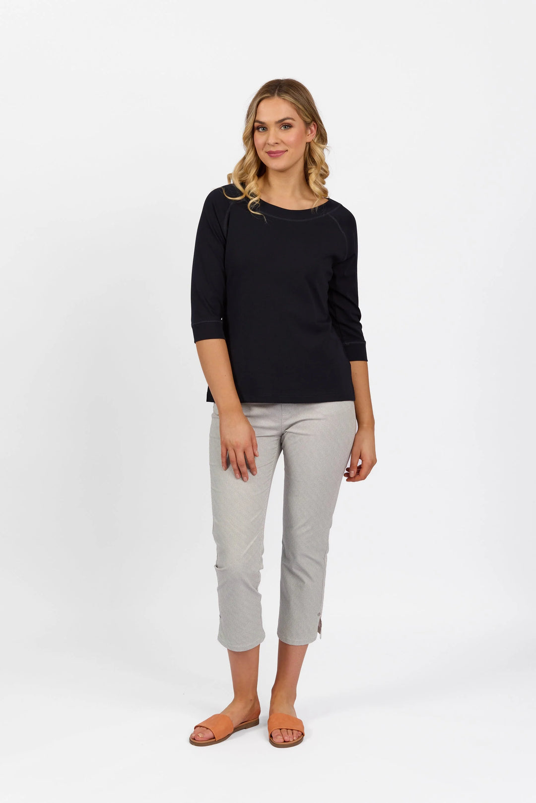 Vassalli Boat Neck 3/4 Sleeve Top