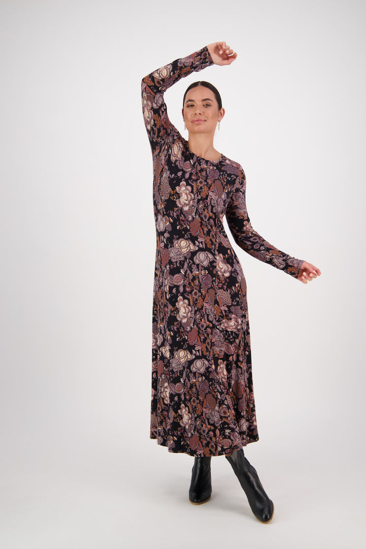 Round Neck Printed Knit Dress