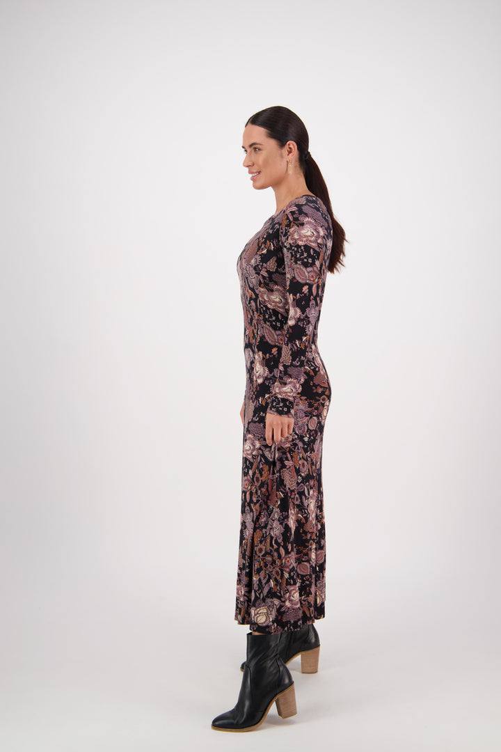 Round Neck Printed Knit Dress