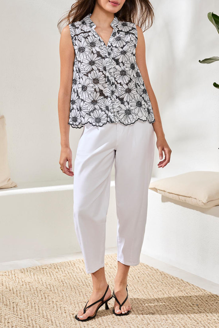Tribal Button Front Blouse