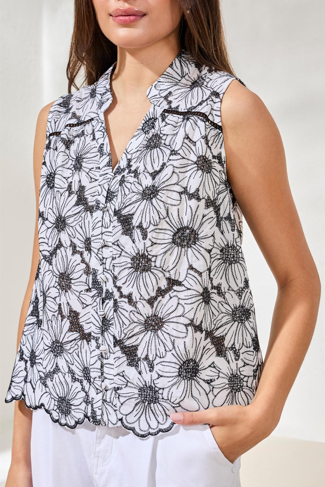 Tribal Button Front Blouse