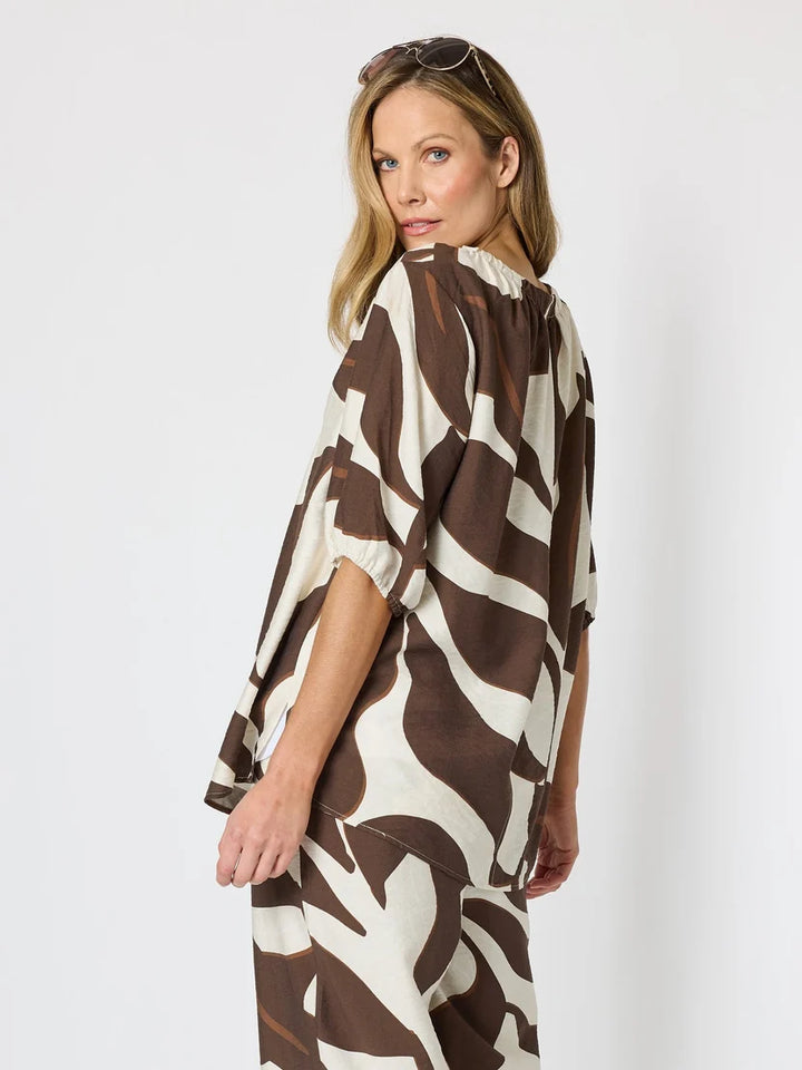 Clarity Bay Leaf Print Top