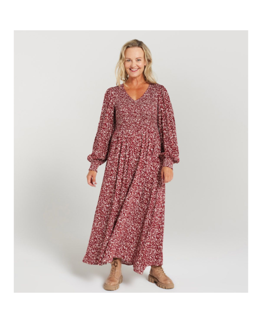 V/N Shirred Bodice Dress