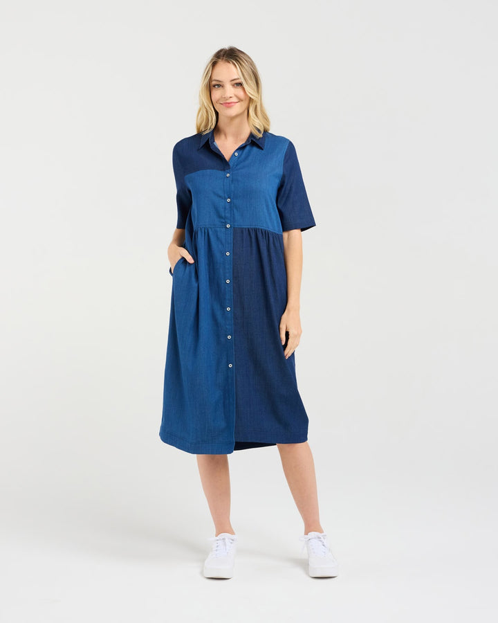 Blackstone Elise Patchwork Denim Dress