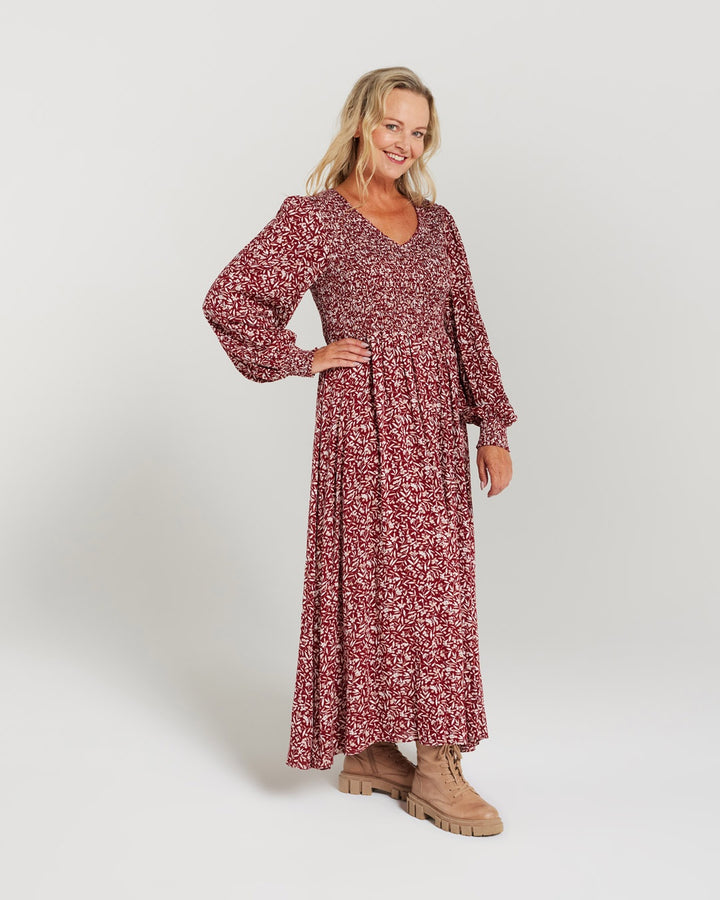 V/N Shirred Bodice Dress