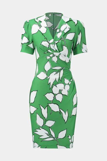 Joseph Ribkoff Leaf Print Wrap Front Dress