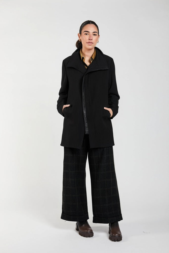 Obi Leather Panel Coat