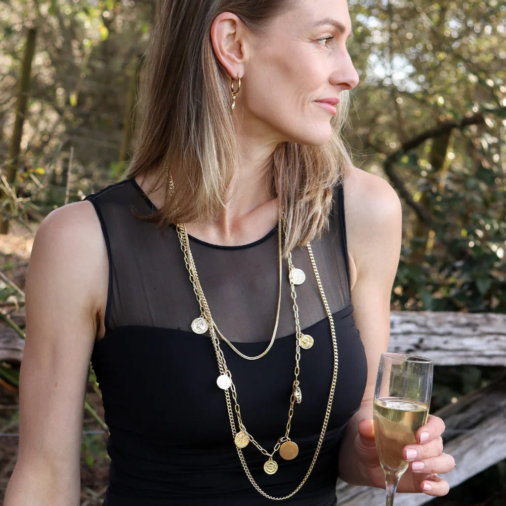Fabuleux Vous 3 Layer Coin Long Necklace