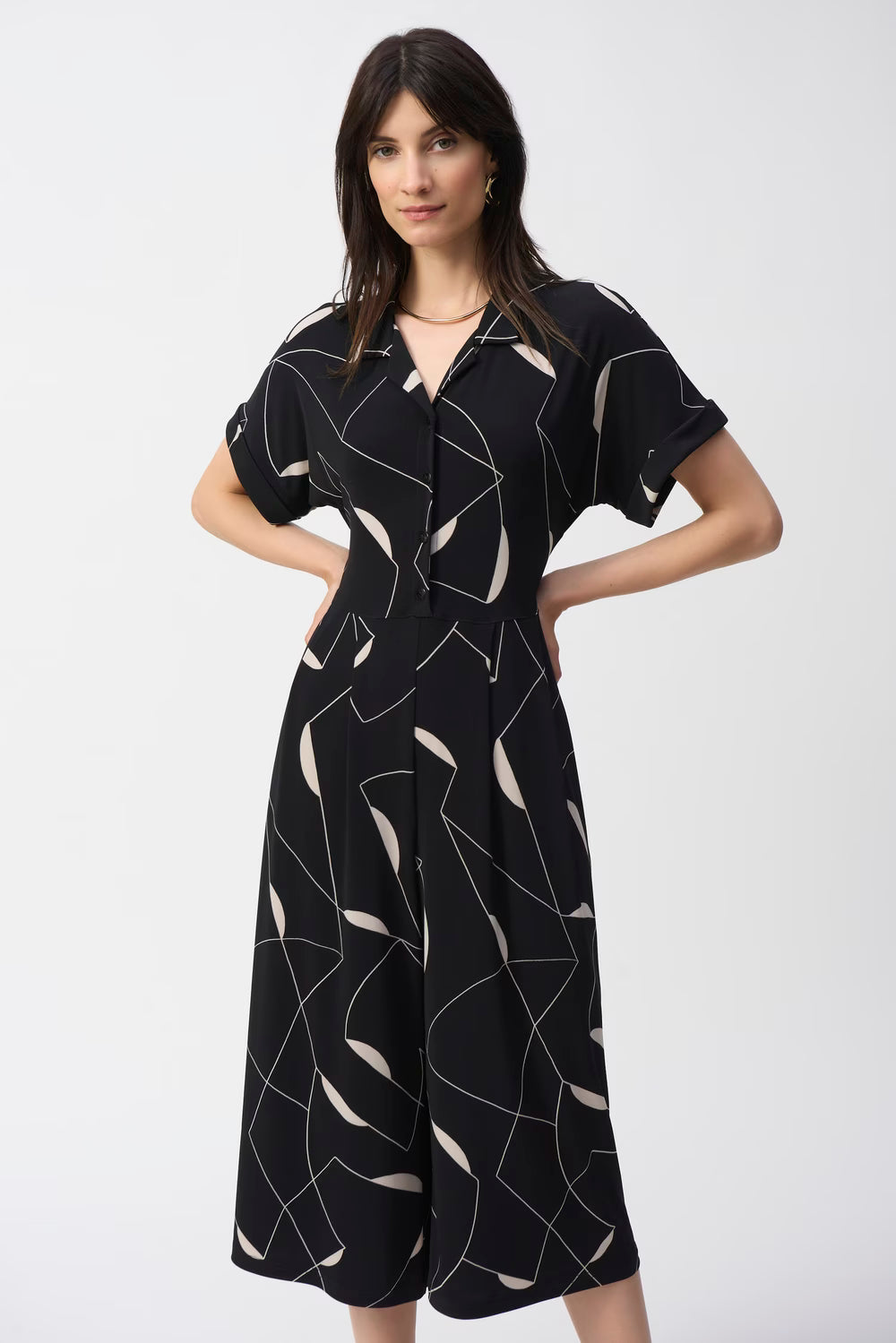 Joseph Ribkoff Cropped Abstract Jumpsuit