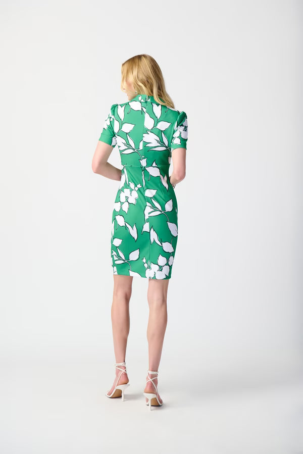 Joseph Ribkoff Leaf Print Wrap Front Dress