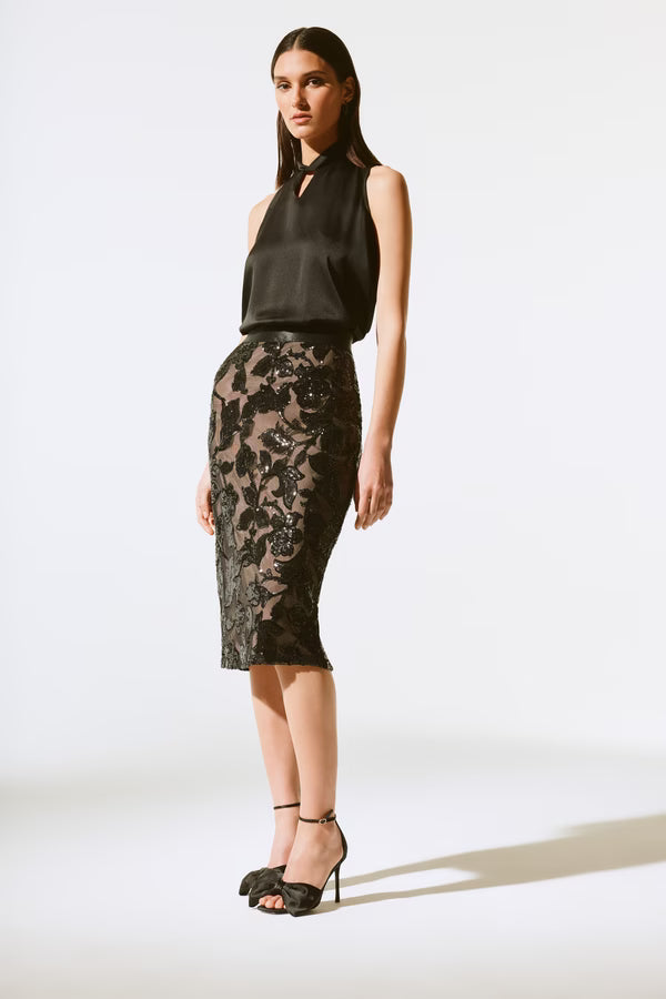 Joseph Ribkoff Embroidered Floral Midi Skirt