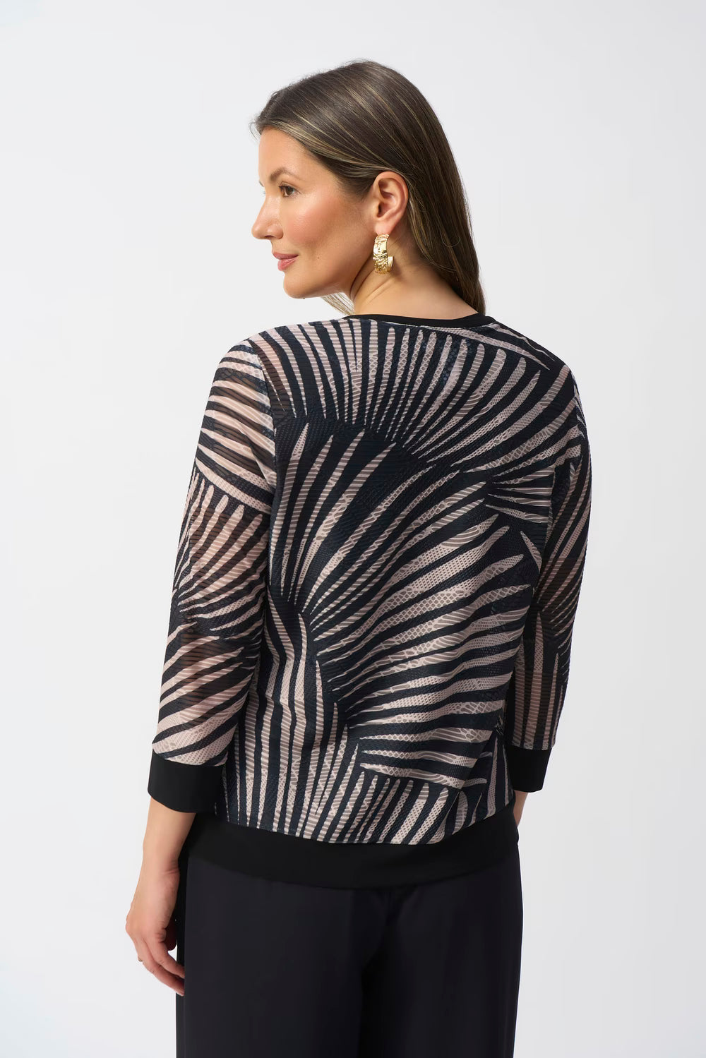 Joseph Ribkoff Tropical Sheer Buttoned Jacket And Crew Set