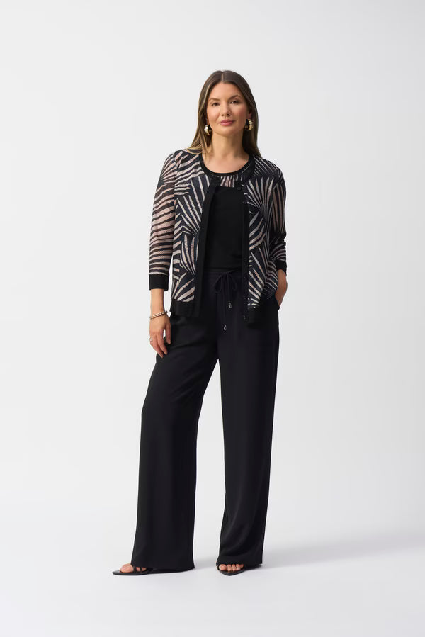 Joseph Ribkoff Tropical Sheer Buttoned Jacket And Crew Set